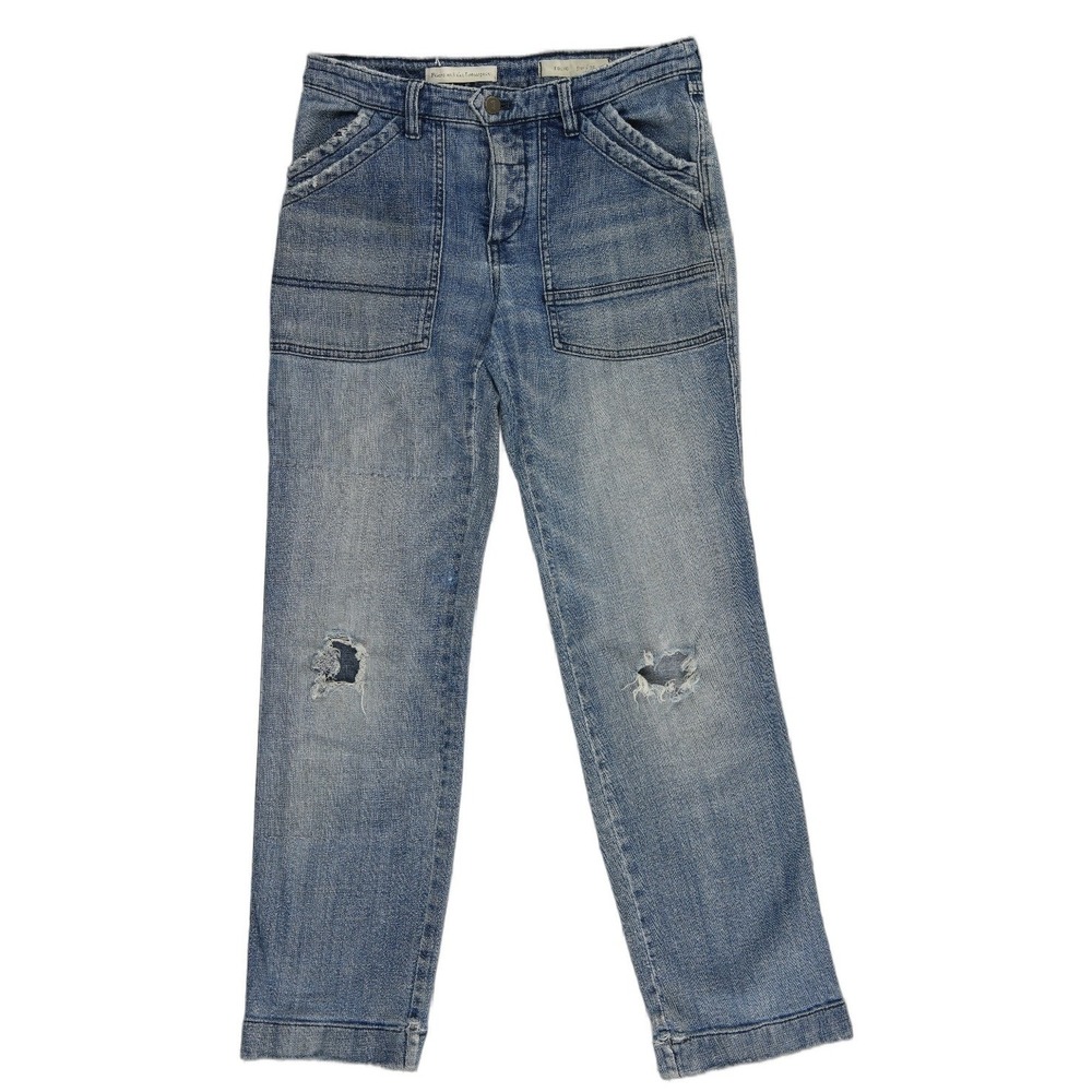 Pilcro and Letterpress Carpenter Jeans Women's Size 25‎ Blue Distressed Ripped